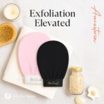 Ancestoria Korean Exfoliating Gloves for Shower, Pink and Black, 2-Pack, Deep Exfoliating Mitts for Body, Reusable and Chemical-Free, A HerTime2 Brand - Image 3