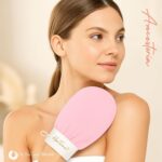 Ancestoria Korean Exfoliating Gloves for Shower, Pink and Black, 2-Pack, Deep Exfoliating Mitts for Body, Reusable and Chemical-Free, A HerTime2 Brand - Image 4