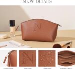 AW BRIDAL Makeup Bags for Women Travel Toiletry Bag with Luggage Tag, Makeup Pouch Cosmetic Pouch Skincare Bag Mother's Day Gift Wedding Gifts Birthday Gifts for Women, Letter N - Image 4