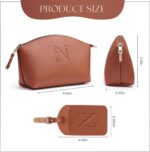AW BRIDAL Makeup Bags for Women Travel Toiletry Bag with Luggage Tag, Makeup Pouch Cosmetic Pouch Skincare Bag Mother's Day Gift Wedding Gifts Birthday Gifts for Women, Letter N - Image 5
