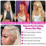 GZX 34 Inch 613 13x4 HD Transparent Lace Front Wig Human Hair 180% Density Straight Blonde Lace Front Wigs Pre Plucked with Baby Hair Blonde Glueless Wigs Human Hair - Image 5