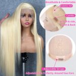 GZX 34 Inch 613 13x4 HD Transparent Lace Front Wig Human Hair 180% Density Straight Blonde Lace Front Wigs Pre Plucked with Baby Hair Blonde Glueless Wigs Human Hair - Image 6