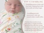 Baby Receiving Blanket Swaddle Blanket Infant Wrap with Matching Headband Beanie and Name Card (Ink Red Floral) - Image 5