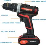 Cordless Drill, Screwdriver Impact Power Tools 21V Lithium Battery 3/8inch Keyless Chuck Led Light 2 Speed Driver - Image 5