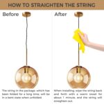 Amber Glass Pendant Lights Kitchen Island Lighting Globe Pendant Light Fixtures Modern Pendant Lighting for Kitchen Island Bedroom Living Dining Room Light Fixture(7.9in, 2-Pack) - Image 4