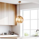 Amber Glass Pendant Lights Kitchen Island Lighting Globe Pendant Light Fixtures Modern Pendant Lighting for Kitchen Island Bedroom Living Dining Room Light Fixture(7.9in, 2-Pack) - Image 6