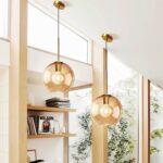 Amber Glass Pendant Lights Kitchen Island Lighting Globe Pendant Light Fixtures Modern Pendant Lighting for Kitchen Island Bedroom Living Dining Room Light Fixture(7.9in, 2-Pack) - Image 10