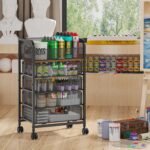 5-Tier Craft Organizer Cart with Wheels-Storage Cart with Drawers,Lockable Wheels Rolling Utility Cart,Makeup Cart with DIY Divider,Office Supply Organizer Storage for Studio,Office,Bedroom,Black - Image 3