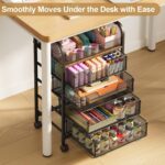 5-Tier Craft Organizer Cart with Wheels-Storage Cart with Drawers,Lockable Wheels Rolling Utility Cart,Makeup Cart with DIY Divider,Office Supply Organizer Storage for Studio,Office,Bedroom,Black - Image 4