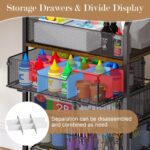 5-Tier Craft Organizer Cart with Wheels-Storage Cart with Drawers,Lockable Wheels Rolling Utility Cart,Makeup Cart with DIY Divider,Office Supply Organizer Storage for Studio,Office,Bedroom,Black - Image 5