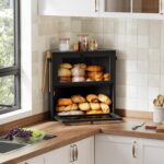 WOWLIVE Corner Bread Box for Kitchen Countertop, Large Double Layer Bread Storage Container for Homemade Bread, Black Bread Holder for Kitchen Counter, Under Cabinet Organizer (Black, Extra Large) - Image 4