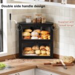 WOWLIVE Corner Bread Box for Kitchen Countertop, Large Double Layer Bread Storage Container for Homemade Bread, Black Bread Holder for Kitchen Counter, Under Cabinet Organizer (Black, Extra Large) - Image 6