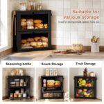 WOWLIVE Corner Bread Box for Kitchen Countertop, Large Double Layer Bread Storage Container for Homemade Bread, Black Bread Holder for Kitchen Counter, Under Cabinet Organizer (Black, Extra Large) - Image 7