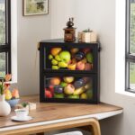 WOWLIVE Corner Bread Box for Kitchen Countertop, Large Double Layer Bread Storage Container for Homemade Bread, Black Bread Holder for Kitchen Counter, Under Cabinet Organizer (Black, Extra Large) - Image 8