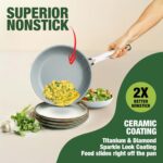 Granitestone Ceraluxe 20 Pc Ceramic Cookware Set Nonstick, Complete Pots and Pans Set Non Stick with 5 Pc Bakeware Set, Deep Frying Pan Set, & Steamer, Non Toxic PFOA Free, Oven & Dishwasher Safe - Image 4