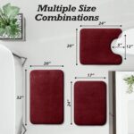 HUXMEYSON Bathroom Rugs Sets 3 Piece, Non-Slip & Quick Dry Bath Mat Set, Ultra Soft Velvet Bath Rugs for Bathroom, Toilet and Shower Floor, Red - Image 3