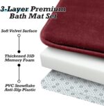 HUXMEYSON Bathroom Rugs Sets 3 Piece, Non-Slip & Quick Dry Bath Mat Set, Ultra Soft Velvet Bath Rugs for Bathroom, Toilet and Shower Floor, Red - Image 9