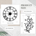 Otoolling 15.7 Inch Metal Wall Clock Metal Tree Leaf Wall Decor Silent Vine Olive Branch Leaf Art Clock for Home Bedroom Living Room Decorations - Image 4
