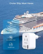 Italy Travel Plug Adapter, HANYCONY Type L Power Plug Adapter with 2 Outlets 3 USB Ports(2 USB C) for US USA to Italy Rome Uruguay Chile Travel Essentials - Image 6