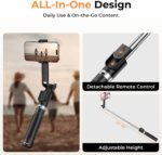 Sensyne Selfie Stick for Phone, Extendable Travel Tripod with Detachable Remote for Photography, Selfies, Compatible with All Cell Phones, Black - Image 3