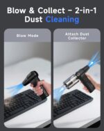 Compressed Air Duster, 150000RPM Super Power Cordless Electric Air Duster, Fast Charging Rechargeable Air Blower Vacuum Cleaner 3-Gear Adjustable for Computer, Keyboard, Car, Outdoor and Home - Image 3