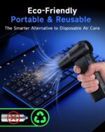 Compressed Air Duster, 150000RPM Super Power Cordless Electric Air Duster, Fast Charging Rechargeable Air Blower Vacuum Cleaner 3-Gear Adjustable for Computer, Keyboard, Car, Outdoor and Home - Image 8