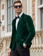 COOFANDY Men's Velvet Blazer Notched Lapel Velour Suit Jacket One Button Tuxedo Jackets for Wedding Prom Party Dinner - Image 3