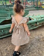 Toddler Baby Girls Gingham Dress Ruffle Sleeve Backless Plaid Dresses Holiday Casual Spring Summer Dress Size 6M-6T - Image 6