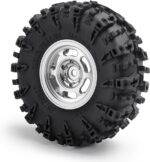 MORLORDY 4Pcs 1.3" Beadlock Wheels and Tires Set for SCX24 Ascent-18 TRX4M 1/18 1/24 RC Crawler Car Upgrade Parts (Style A - Silver) - Image 4
