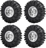 MORLORDY 4Pcs 1.3" Beadlock Wheels and Tires Set for SCX24 Ascent-18 TRX4M 1/18 1/24 RC Crawler Car Upgrade Parts (Style A - Silver) - Image 6