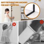 6 Pcs Furniture Wall Anchors Anti Tip Baby Proofing for Safety Securing 400 lbs Dresser Bookcase to Wall Heavy Duty Furniture Anchors Kit for Cabinet Dresser Bookshelf - Image 4