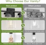 Espird 4 Light Matte Black Bathroom Light Fixture - Black Vanity Light Square Design & UL Certification, Bathroom Lighting FIxtures Over Mirror, Modern Light Fixtures - Image 3