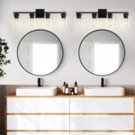 Espird 4 Light Matte Black Bathroom Light Fixture - Black Vanity Light Square Design & UL Certification, Bathroom Lighting FIxtures Over Mirror, Modern Light Fixtures - Image 5