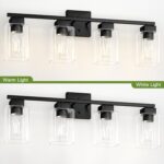 Espird 4 Light Matte Black Bathroom Light Fixture - Black Vanity Light Square Design & UL Certification, Bathroom Lighting FIxtures Over Mirror, Modern Light Fixtures - Image 6