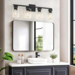 Espird 4 Light Matte Black Bathroom Light Fixture - Black Vanity Light Square Design & UL Certification, Bathroom Lighting FIxtures Over Mirror, Modern Light Fixtures - Image 8