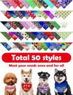 PET SHOW 50 Pack Christmas Big Dog Bandanas Bulk XL Washable Happy New Year Triangle Bibs for Medium Large Dogs Girl Boy Xmas Kerchief Set Pet Scarves Holiday Grooming Accessories - Image 6
