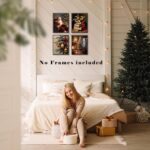 EUYTHNGYF Christmas Tree Book Reading Santa Wall Art Decor Set of 4, Dark Academia Bookish Christmas Poster Prints Pictures Wall Decor for Home Library Reading Room Nook Corner, 8x10 Unframed - Image 6