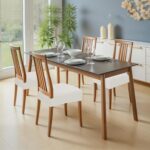 Waterproof Dining Chair Seat Covers Leather Kitchen Seat Covers, Stain Resistant Stretch Chair Seat Covers for Dining Room Chairs Set of 6, Rear Covered Washable Dining Chair Covers Cream - Image 3