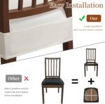 Waterproof Dining Chair Seat Covers Leather Kitchen Seat Covers, Stain Resistant Stretch Chair Seat Covers for Dining Room Chairs Set of 6, Rear Covered Washable Dining Chair Covers Cream - Image 4