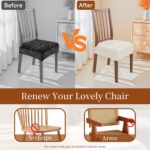 Waterproof Dining Chair Seat Covers Leather Kitchen Seat Covers, Stain Resistant Stretch Chair Seat Covers for Dining Room Chairs Set of 6, Rear Covered Washable Dining Chair Covers Cream - Image 8