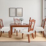 Waterproof Dining Chair Seat Covers Leather Kitchen Seat Covers, Stain Resistant Stretch Chair Seat Covers for Dining Room Chairs Set of 6, Rear Covered Washable Dining Chair Covers Cream - Image 9