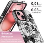 FUNMIKO for iPhone 15 Plus Wallet Case with Card Holder + Cash Clip, RFID-Blocking, Military-Grade Drop Protection & UV-Printed Artwork, Magnetic Closure with Leather Kickstand - Floral Sketch - Image 4