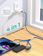 2Pack Travel Essentials Multi Charging Cable for Watch Charger 4 in 1 Fast Charger Camping Essentials USB C/L/Micro Compatible with Watch Series 10-1/SE/Ultra Phone 16 15/Galaxy Android-4FT/Blue - Image 3