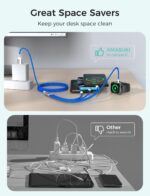 2Pack Travel Essentials Multi Charging Cable for Watch Charger 4 in 1 Fast Charger Camping Essentials USB C/L/Micro Compatible with Watch Series 10-1/SE/Ultra Phone 16 15/Galaxy Android-4FT/Blue - Image 4