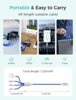 2Pack Travel Essentials Multi Charging Cable for Watch Charger 4 in 1 Fast Charger Camping Essentials USB C/L/Micro Compatible with Watch Series 10-1/SE/Ultra Phone 16 15/Galaxy Android-4FT/Blue - Image 6