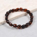 Justinstones Natural Amber Honey Wax Energy Beads Bracelet Crystal Healing Irregular Freeform Baltic Amber Stretchable Bracelet for Adults (Women/Men) - Image 5