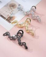 3 PCS Metal Hair Claw Clips Rhinestone Large Hair Clips Strong Hold Non-Slip Hair Barrette for Thick and Thin Hair（Chain） - Image 8