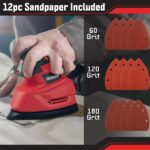 Electric Sander Tool - 14000RPM Mouse Detail Sander with Dust Collection System and 12pc Sandpaper - 120V Electric Hand Sanders for Wood by Stalwart - Image 5
