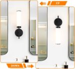 Matte Black Wall Sconces Set of 2, Modern Bathroom Sconces Wall Lighting with Opal White Glass, Vanity Light Fixtures for Bathroom, Wall Mount Lights for Living Room Bedroom Hallway, Hardwired - Image 6