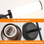 Matte Black Wall Sconces Set of 2, Modern Bathroom Sconces Wall Lighting with Opal White Glass, Vanity Light Fixtures for Bathroom, Wall Mount Lights for Living Room Bedroom Hallway, Hardwired - Image 7